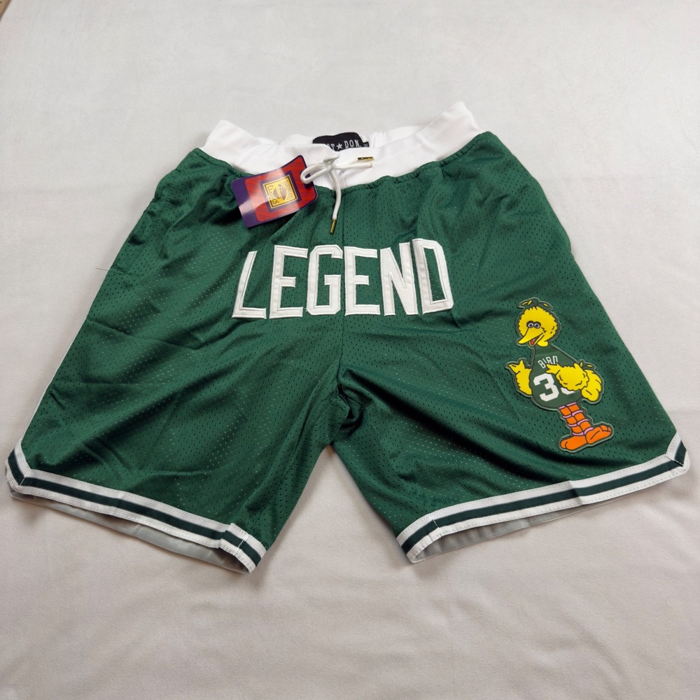 Just Don NBA Hardwood Classics Larry Bird Big Bird Shorts Green Mens Medium NWT